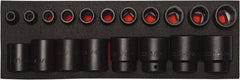 Proto - 19 Piece 1/2" Drive Black Finish Impact Socket Set - 6 Points, 3/8" to 1-1/2" Range, Inch Measurement Standard - Industrial Tool & Supply