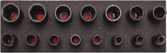 Proto - 15 Piece 1/2" Drive Black Finish Deep Well Socket Set - 6 Points, 3/8" to 1-1/4" Range, Inch Measurement Standard - Industrial Tool & Supply