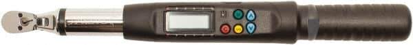 Proto - 1/4" Drive Electronic Torque Wrench - 1 Ft/Lb to 22 Ft/Lb Torque, 0.1 Ft/Lb Graduation, Flex-Head Ratcheting with Reverse Lever - Industrial Tool & Supply