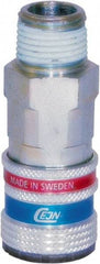 CEJN - 3/8 Male NPT ARO Pneumatic Hose Safety Coupler - Steel/Brass, 1/4" Body Diam - Industrial Tool & Supply