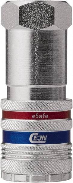 CEJN - 3/8 Female NPT Industrial Pneumatic Hose Safety Coupler - Steel/Brass, 1/2" Body Diam - Industrial Tool & Supply