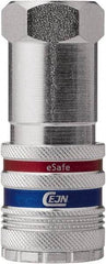 CEJN - 3/8 Female NPT Industrial Pneumatic Hose Safety Coupler - Steel/Brass, 1/2" Body Diam - Industrial Tool & Supply