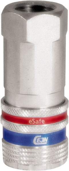 CEJN - 3/8 Female NPT Industrial Pneumatic Hose Safety Coupler - Steel/Brass, 3/8" Body Diam - Industrial Tool & Supply