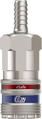 CEJN - Hose Barb Industrial Pneumatic Hose Safety Coupler - Steel/Brass, 3/8" Body Diam, 1/2" Hose ID - Industrial Tool & Supply