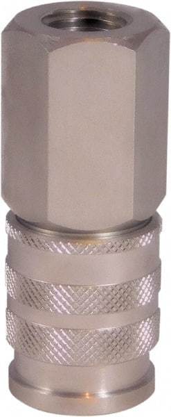 CEJN - 1/4 Female NPT Industrial Pneumatic Hose Coupler - Stainless Steel, 1/4" Body Diam - Industrial Tool & Supply