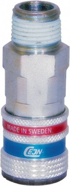 CEJN - 1/4 Male NPT ARO Pneumatic Hose Safety Coupler - Steel/Brass, 1/4" Body Diam - Industrial Tool & Supply