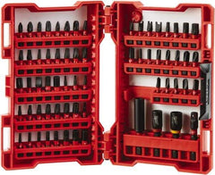 Milwaukee Tool - 65 Piece, Magnetic Bit Holder - 5/64 to 1/4" Hex, #1 to #3, Drilling/Screwdriving Utility Accessory Set Kit, 1/4" Hex Drive, Phillips, Slotted, Torx, Square Point - Industrial Tool & Supply