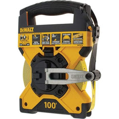 DeWALT - 100' x 3/4" Yellow Fiberglass Blade Tape Measure - 1/8" Graduation, Yellow/Black ABS Plastic Case - Industrial Tool & Supply