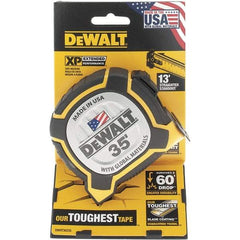 DeWALT - 35' x 1-1/4" Yellow Steel Blade Tape Measure - 1/16" Graduation, Yellow/Black ABS Plastic Case - Industrial Tool & Supply