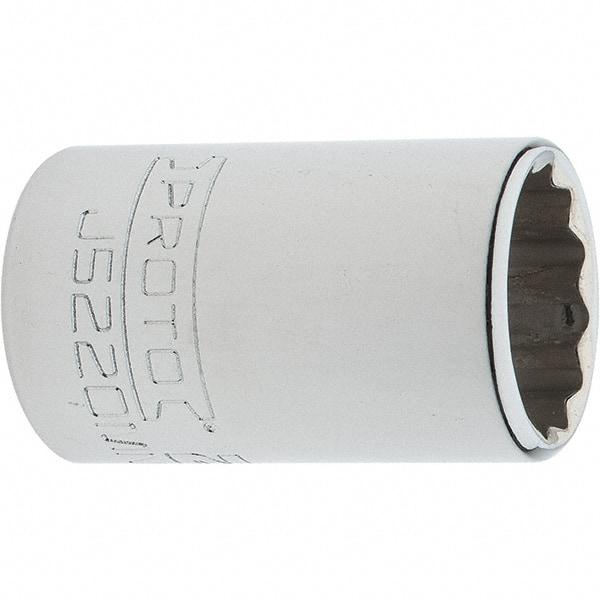 Proto - 3/8" Drive, Intermediate Hand Socket - 12 Points, 1-25/32" OAL, Steel, Full Polish Finish - Industrial Tool & Supply