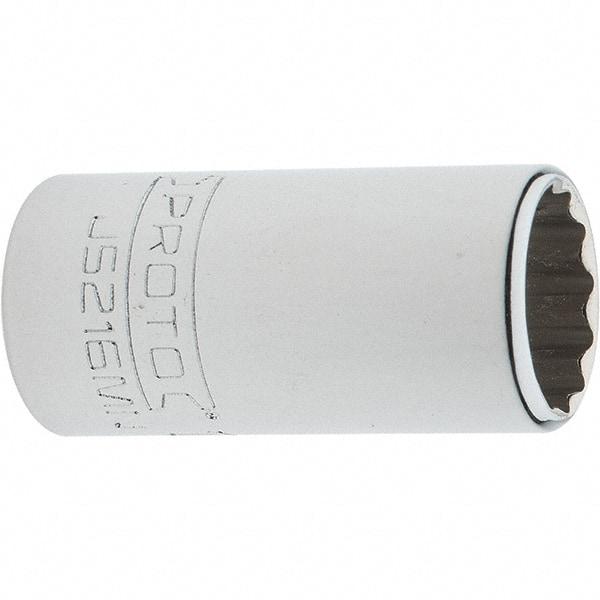 Proto - 3/8" Drive, Intermediate Hand Socket - 12 Points, 1-25/32" OAL, Steel, Full Polish Finish - Industrial Tool & Supply
