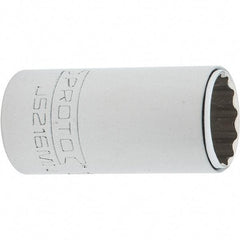 Proto - 3/8" Drive, Intermediate Hand Socket - 12 Points, 1-25/32" OAL, Steel, Full Polish Finish - Industrial Tool & Supply