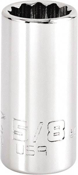 Proto - 5/8", 3/8" Drive, Intermediate Hand Socket - 12 Points, 1-15/64" OAL, Steel, Full Polish Finish - Industrial Tool & Supply