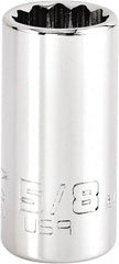 Proto - 5/8", 3/8" Drive, Intermediate Hand Socket - 12 Points, 1-15/64" OAL, Steel, Full Polish Finish - Industrial Tool & Supply