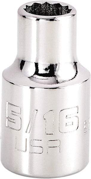 Proto - 5/16", 3/8" Drive, Intermediate Hand Socket - 12 Points, 1-15/64" OAL, Steel, Full Polish Finish - Industrial Tool & Supply