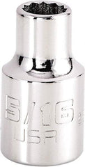 Proto - 5/16", 3/8" Drive, Intermediate Hand Socket - 12 Points, 1-15/64" OAL, Steel, Full Polish Finish - Industrial Tool & Supply