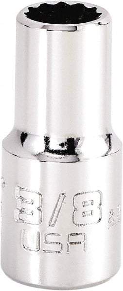 Proto - 3/8", 3/8" Drive, Intermediate Hand Socket - 12 Points, 1-15/64" OAL, Steel, Full Polish Finish - Industrial Tool & Supply