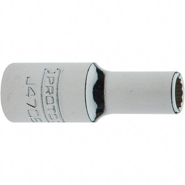 Proto - 1/4" Drive, Intermediate Hand Socket - 12 Points, 1-17/64" OAL, Steel, Full Polish Finish - Industrial Tool & Supply