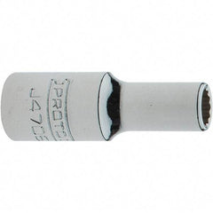 Proto - 1/4" Drive, Intermediate Hand Socket - 12 Points, 1-17/64" OAL, Steel, Full Polish Finish - Industrial Tool & Supply