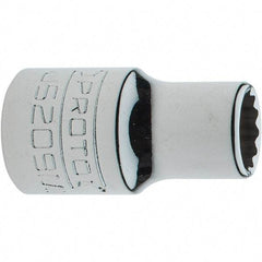 Proto - 3/8" Drive, Intermediate Hand Socket - 12 Points, 1-17/64" OAL, Steel, Full Polish Finish - Industrial Tool & Supply