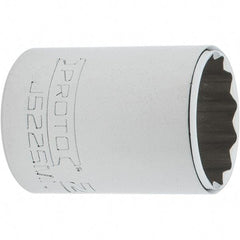 Proto - 3/8" Drive, Intermediate Hand Socket - 12 Points, 1-25/32" OAL, Steel, Full Polish Finish - Industrial Tool & Supply