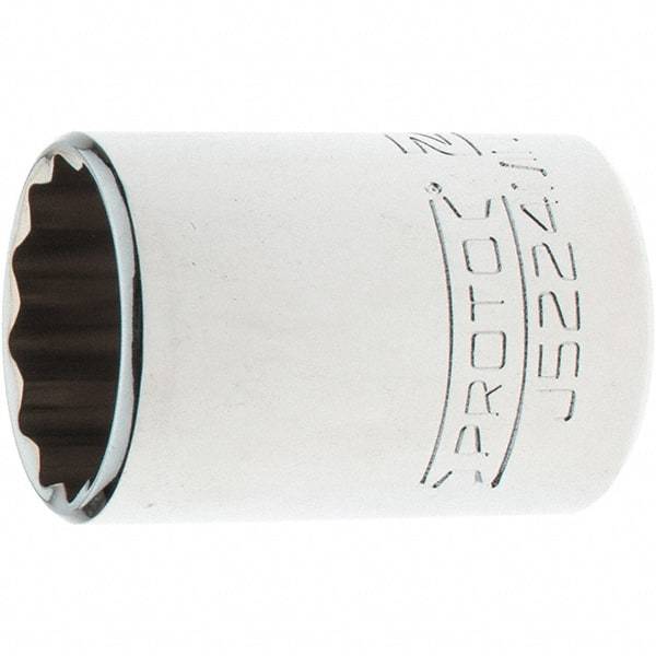 Proto - 3/8" Drive, Intermediate Hand Socket - 12 Points, 1-25/32" OAL, Steel, Full Polish Finish - Industrial Tool & Supply