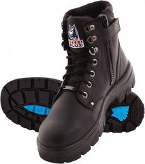 Steel Blue - Men's Size 11.5 Wide Width Steel Work Boot - Black, Leather Upper, TPU Outsole, 6" High, Lace-Up, Side Zip - Industrial Tool & Supply