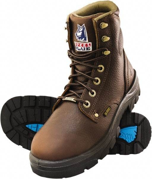 Steel Blue - Men's Size 7 Medium Width Steel Work Boot - Oak, Leather Upper, TPU Outsole, 6" High, Lace-Up - Industrial Tool & Supply