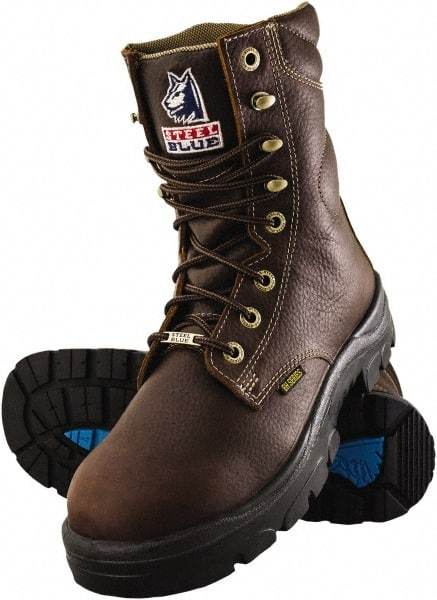 Steel Blue - Men's Size 10 Medium Width Steel Work Boot - Oak, Leather Upper, TPU Outsole, 8" High, Lace-Up - Industrial Tool & Supply