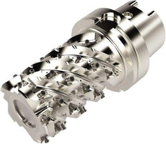 Seco - 80mm Cut Diam, 200mm OAL, Indexable Square Shoulder Helical End Mill - LO.. 12 Inserts, HSK100A Taper Shank, 90° Lead Angle, Through Coolant, Series Square T4-08 - Industrial Tool & Supply