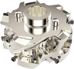 Seco - 3" Cut Diam, 27mm Shank Diam, 45.5mm OAL, Indexable Square Shoulder Helical End Mill - LO.. 13 Inserts, Cylindrical Shank, 90° Lead Angle, Series Square T4-08 - Industrial Tool & Supply