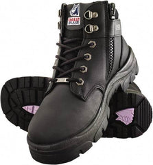 Steel Blue - Men's Size 7 Medium Width Steel Industrial Hiker - Black, Leather Upper, TPU Outsole, 5" High, Side Zip, Lace-Up - Industrial Tool & Supply