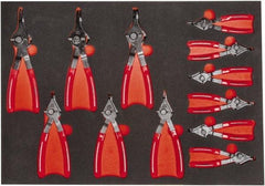 Proto - 12 Piece, 1/4 to 5-7/8" Bore, 1/4 to 5-7/8" Shaft, Convertible Retaining Ring Pliers Set - 0.038 to 0.09" Tip Diam Range, Comes in 23 x 16 Foam Insert - Industrial Tool & Supply