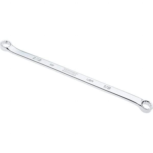 Proto - 1/2" x 9/16" 12 Point Box Wrench - Double End, 53/64" Head Diam x 3/8" Head Thickness, 11-35/64" OAL, Steel, Polished Finish, 15° Offset - Industrial Tool & Supply