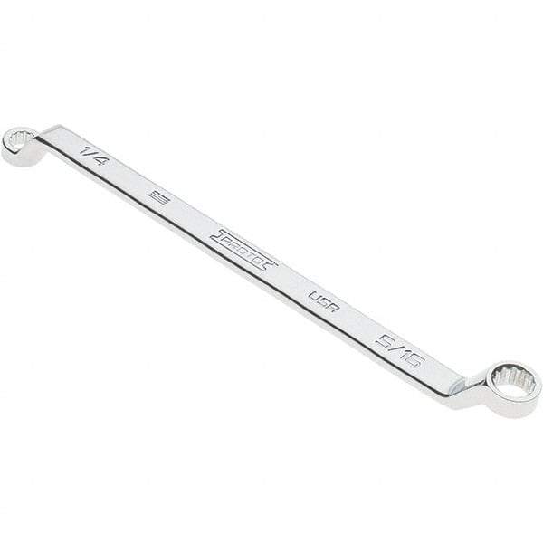 Proto - 1/4" x 5/16" 12 Point Box Wrench - Double End, 13/32" Head Diam x 15/32" Head Thickness, 6-19/32" OAL, Steel, Polished Finish, 15° Offset - Industrial Tool & Supply