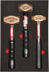Proto - 3 Piece, 2-5/8, 1-1/2, 1 Lb Head Weight, Dead Blow Hammer Set - 12" OAL, Fiberglass Handles - Industrial Tool & Supply