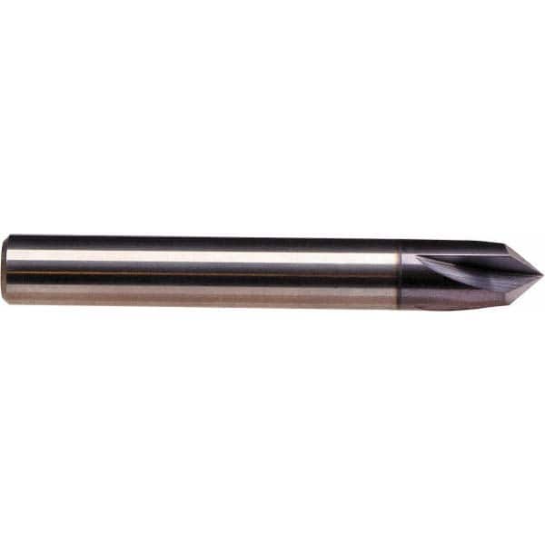 Emuge - 1/8" Diam 4 Flute Single End Solid Carbide Chamfer Mill - Industrial Tool & Supply