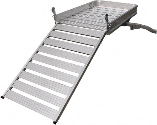 Erickson Manufacturing - Aluminum Cargo Carrier with Ramp - 30-1/4" Wide x 50" Long, Silver, For Use with 2" Receivers - Industrial Tool & Supply