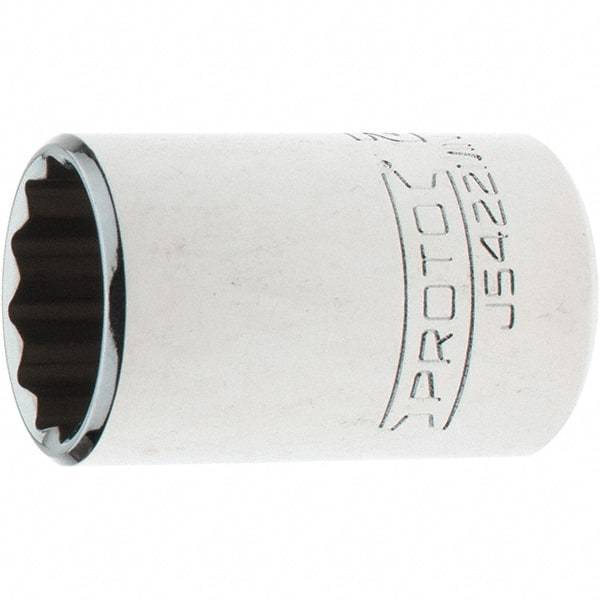 Proto - 1/2" Drive, Standard Hand Socket - 12 Points, 1-35/64" OAL, Steel, Chrome Finish - Industrial Tool & Supply