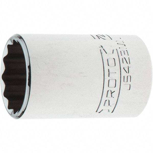 Proto - 1/2" Drive, Standard Hand Socket - 12 Points, 1-13/16" OAL, Steel, Chrome Finish - Industrial Tool & Supply