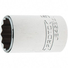 Proto - 1/2" Drive, Standard Hand Socket - 12 Points, 1-13/16" OAL, Steel, Chrome Finish - Industrial Tool & Supply