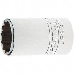 Proto - 1/2" Drive, Standard Hand Socket - 12 Points, 1-3/4" OAL, Steel, Chrome Finish - Industrial Tool & Supply