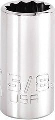 Proto - 5/8", 1/2" Drive, Standard Hand Socket - 12 Points, 1-45/64" OAL, Steel, Chrome Finish - Industrial Tool & Supply