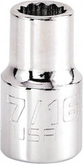 Proto - 7/16", 1/2" Drive, Standard Hand Socket - 12 Points, 1-17/32" OAL, Steel, Chrome Finish - Industrial Tool & Supply