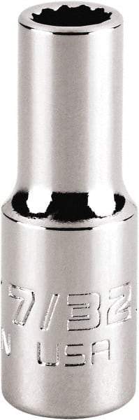 Proto - 7/32", 1/4" Drive, Standard Hand Socket - 12 Points, 1-15/64" OAL, Steel, Chrome Finish - Industrial Tool & Supply
