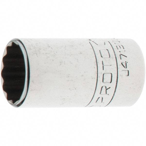 Proto - 1/4" Drive, Standard Hand Socket - 12 Points, 1-17/64" OAL, Steel, Chrome Finish - Industrial Tool & Supply