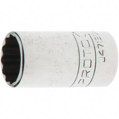 Proto - 1/4" Drive, Standard Hand Socket - 12 Points, 1-17/64" OAL, Steel, Chrome Finish - Industrial Tool & Supply