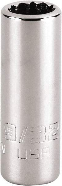 Proto - 9/32", 1/4" Drive, Standard Hand Socket - 12 Points, 1-15/64" OAL, Steel, Chrome Finish - Industrial Tool & Supply