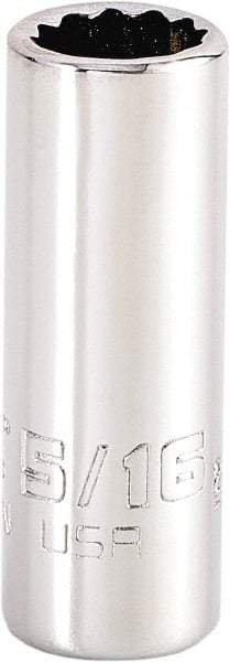 Proto - 5/16", 1/4" Drive, Standard Hand Socket - 12 Points, 1-15/64" OAL, Steel, Chrome Finish - Industrial Tool & Supply
