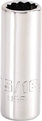 Proto - 5/16", 1/4" Drive, Standard Hand Socket - 12 Points, 1-15/64" OAL, Steel, Chrome Finish - Industrial Tool & Supply